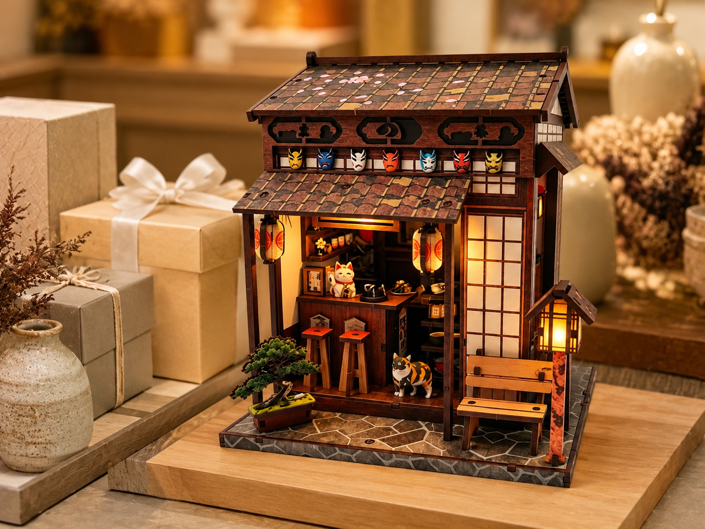Japanese miniature street shop reading corner scene