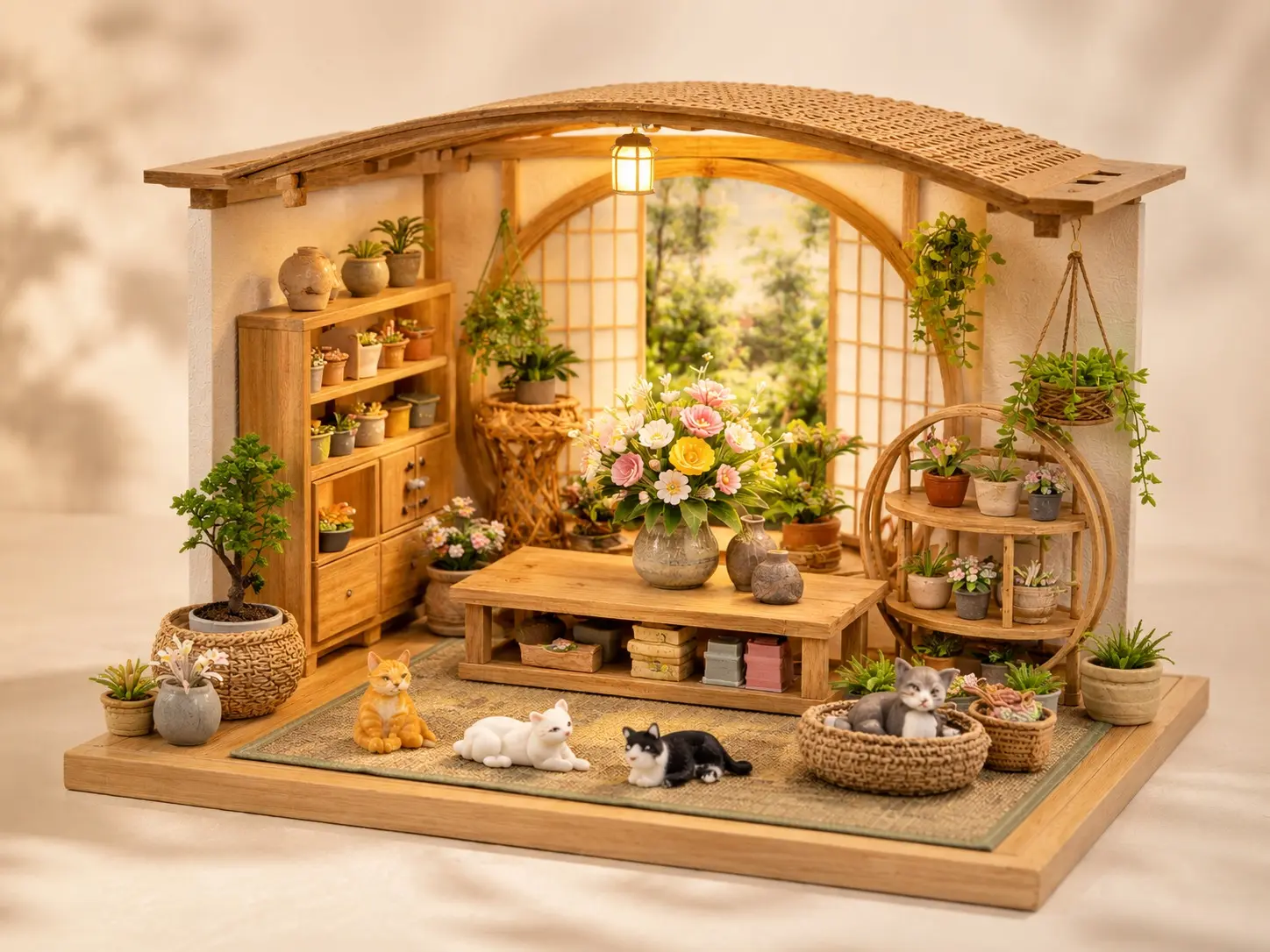 Cheap Japanese Floral Greenhouse DIY Miniature House Kit with LED | China Suppliers | Factory Direct OEM & ODM Manufacturers, Factories