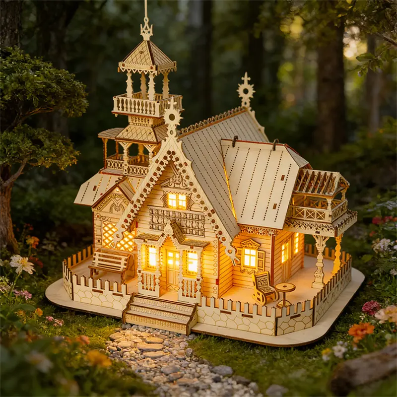 Custom DIY Wooden Lighted Village House Kit from China Suppliers | Customizable Factory Product for Home Decor Companies, Service