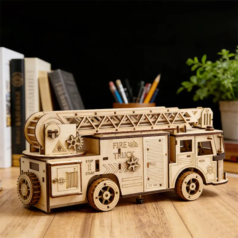 Cheap DIY Wooden Fire Truck Model Kit Manufacturer, Pricelist