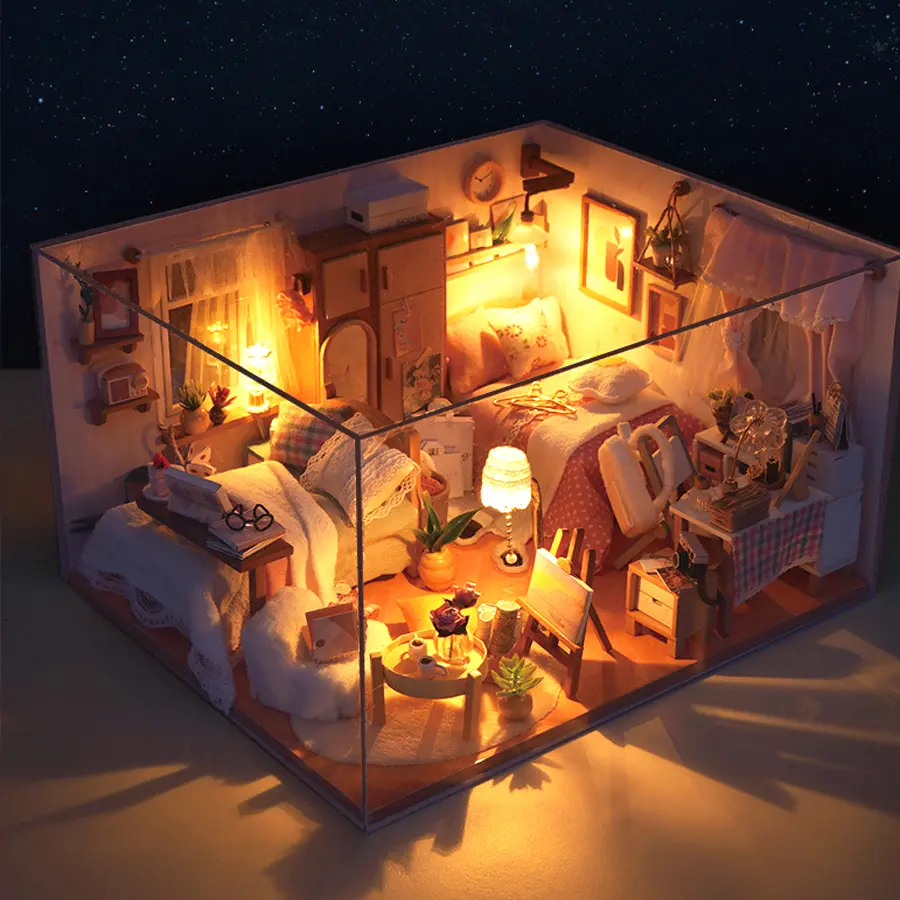 Custom DIY Wooden Miniature Bedroom House Kit - China Suppliers & Factory Direct Craft Decor Manufacturer, Factories