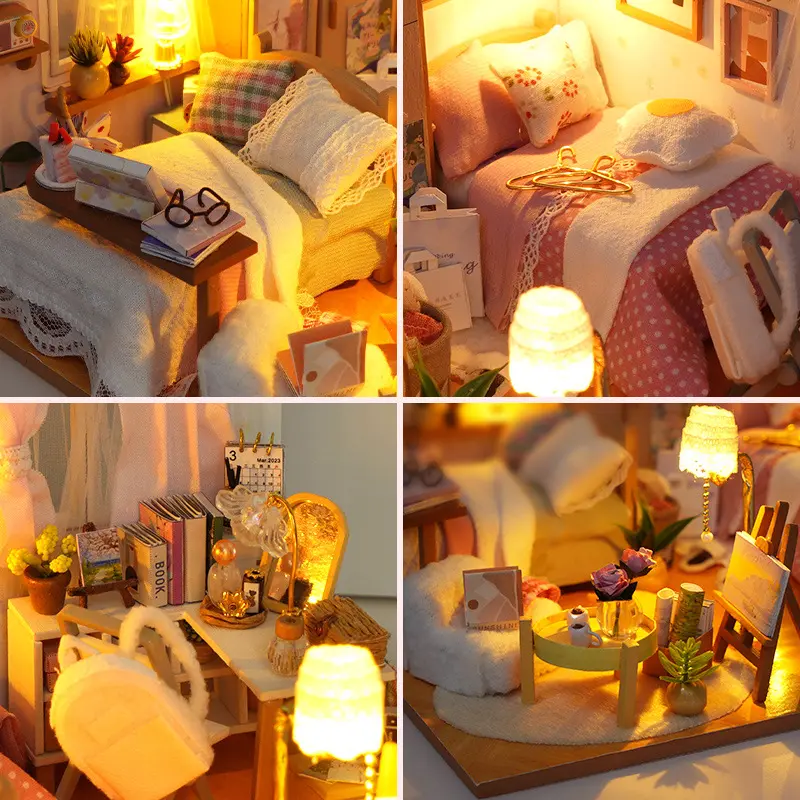 Custom DIY Wooden Miniature Bedroom House Kit - China Suppliers & Factory Direct Craft Decor Manufacturer, Factories