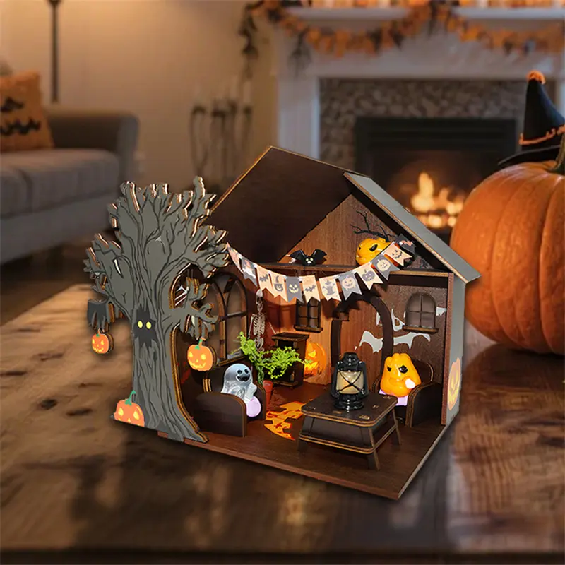 CE Certification DIY Wooden Halloween Miniature House Kit Factory, Factories