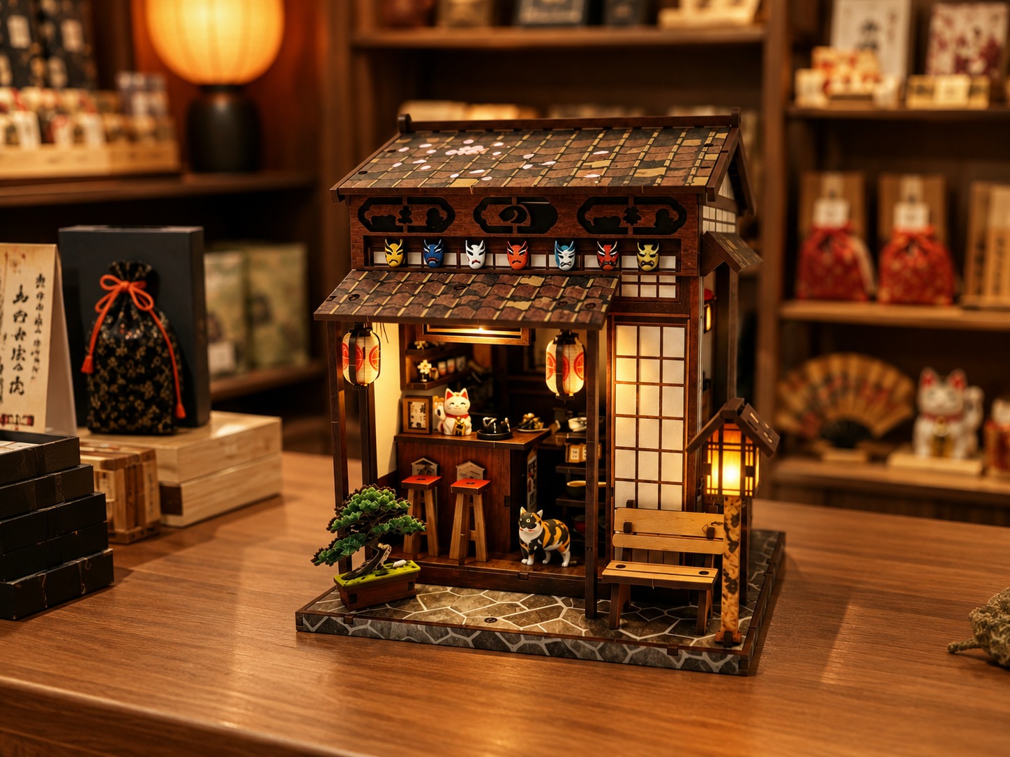 Traditional Japanese street shop miniature house retail display