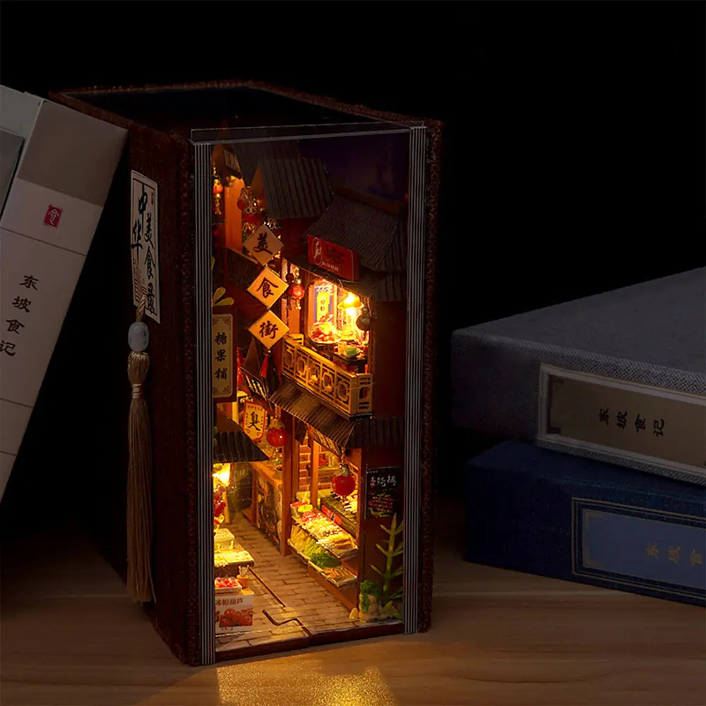 High-Quality Chinese Street Book Nook Kit with LED Lights - Customizable Decor from Top Suppliers and Factory Factories, Product