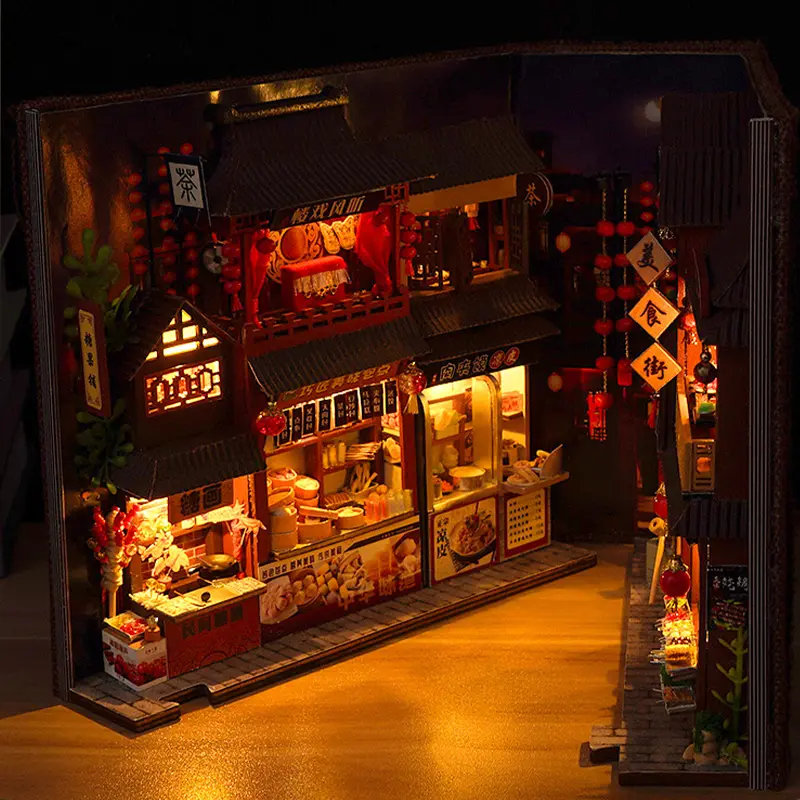 High-Quality Chinese Street Book Nook Kit with LED Lights - Customizable Decor from Top Suppliers and Factory Factories, Product