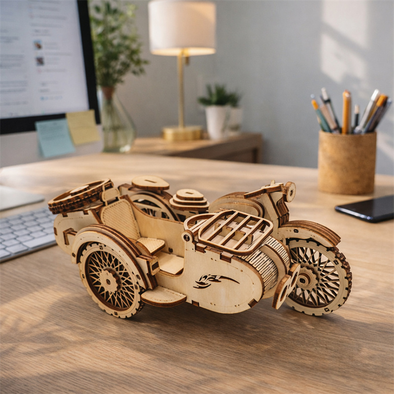 Vintage Sidecar Motorcycle Model Desk Display