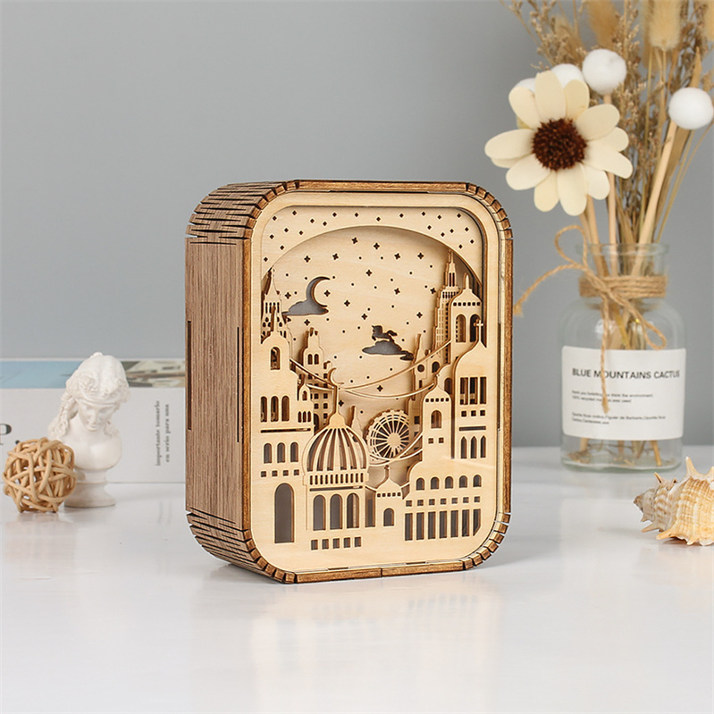 Handcrafted 3D Wooden City Light and Shadow Lamp (4)