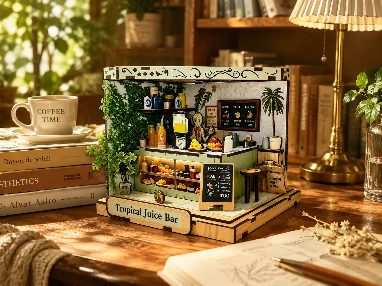 High-Quality Tropical Juice Bar Wooden DIY Miniature Scene Kit | MOQ: 200 Pcs | OEM & ODM Manufacturers, Quotes