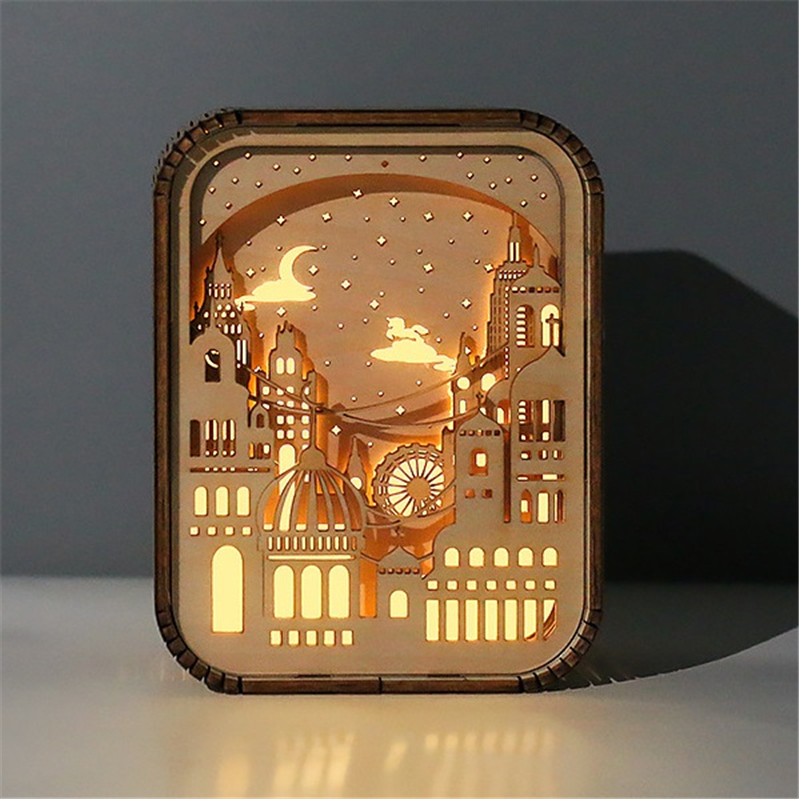 Handcrafted 3D Wooden City Light and Shadow Lamp (6)
