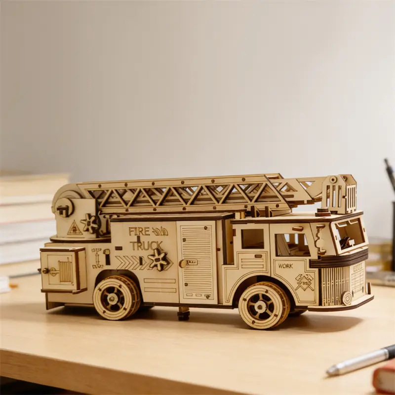 Cheap DIY Wooden Fire Truck Model Kit Manufacturer, Pricelist