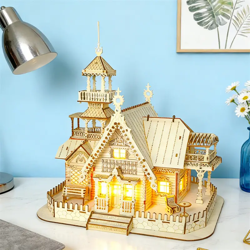Custom DIY Wooden Lighted Village House Kit from China Suppliers | Customizable Factory Product for Home Decor Companies, Service