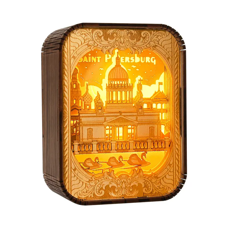 OEM Handcrafted 3D Wooden City Light and Shadow Lamp | Exquisite Craftsmanship for Night Lights and Warm Ambient Decoration Company, Service