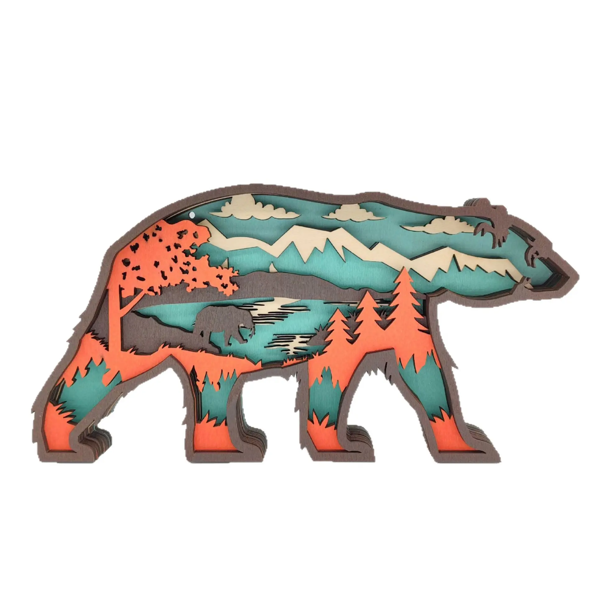 OEM Multi-Layer Wooden Animal Silhouette Ornament - 3D Stereoscopic Carved Nature-Themed Decorative Lamp | Shark / Wolf / Tiger / Bear Multiple Designs Available | Home Ambiance Gift Manufacturers, Quotes