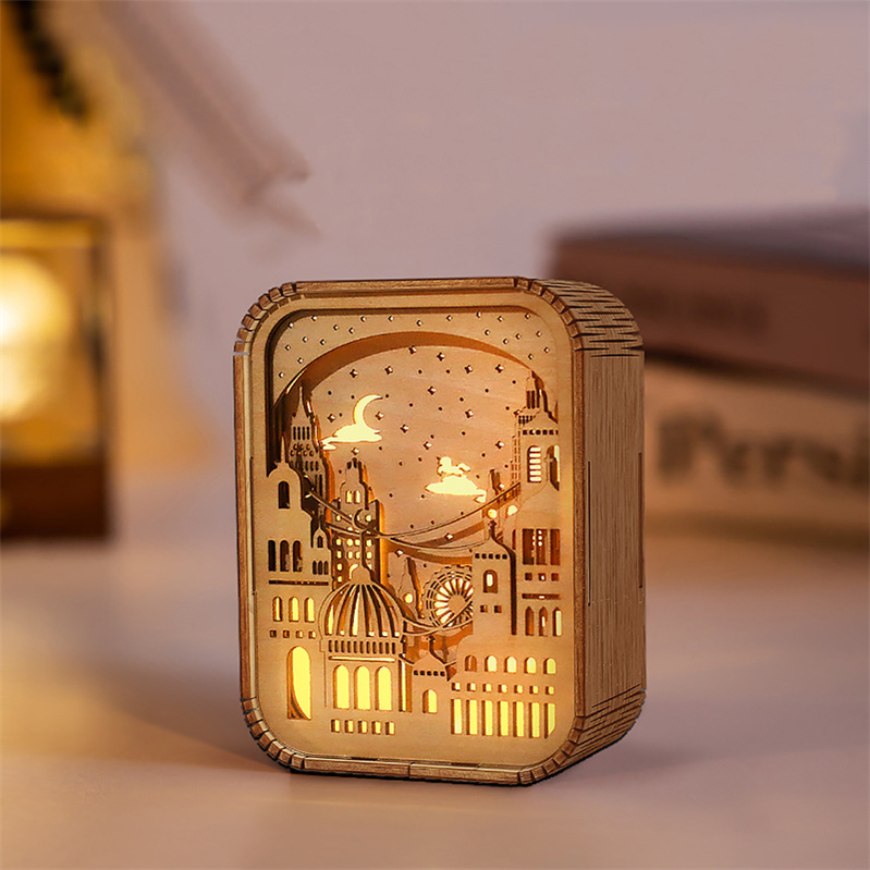 Handcrafted 3D Wooden City Light and Shadow Lamp (5)