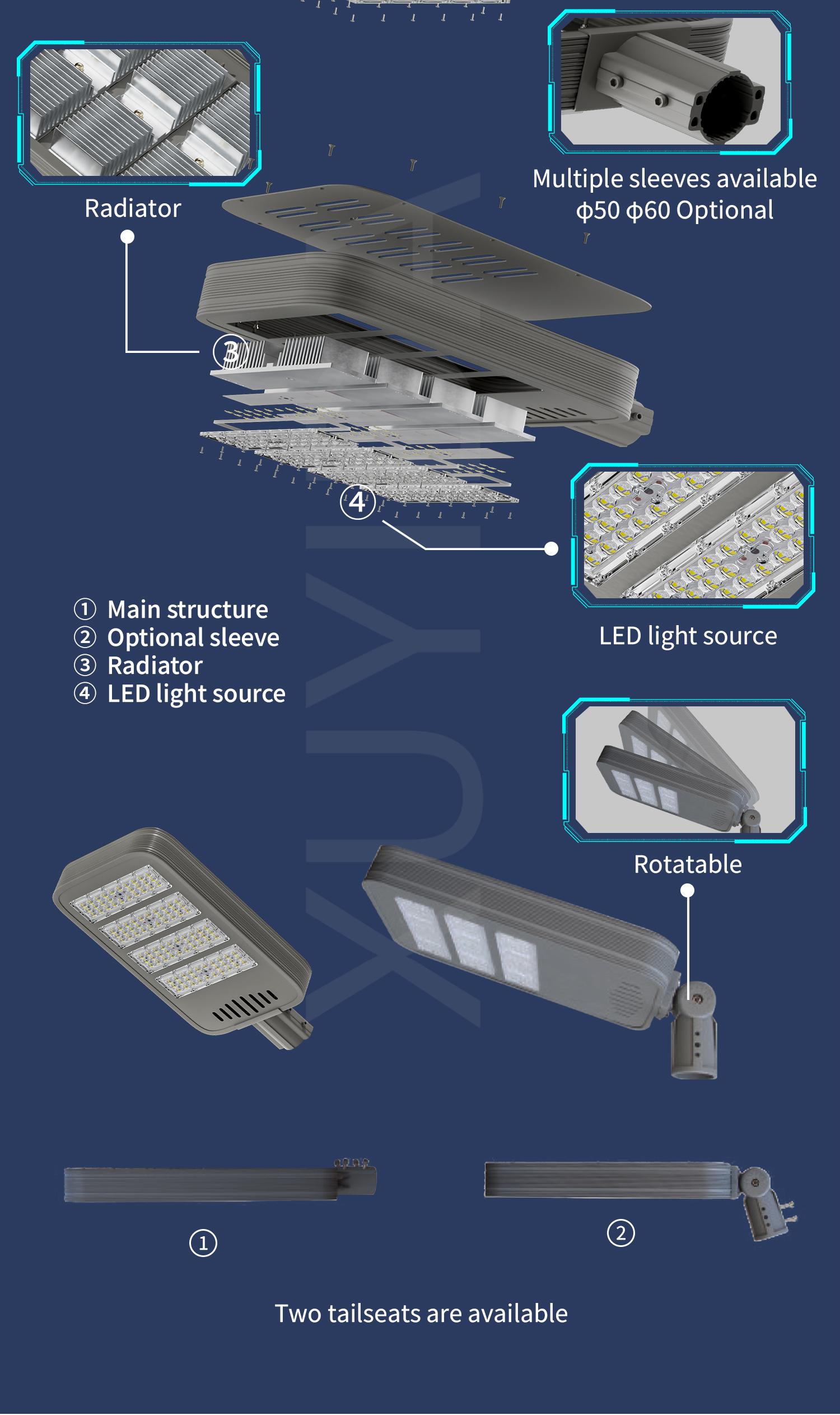 XUYIDA AC Power Street Lamp IP66 Aluminum 100W-500W LED Street Light