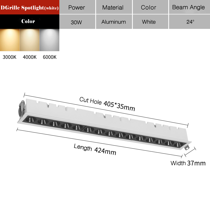 LED Grid Downlight Embedded COB 10W Linear Spot Light Lamp