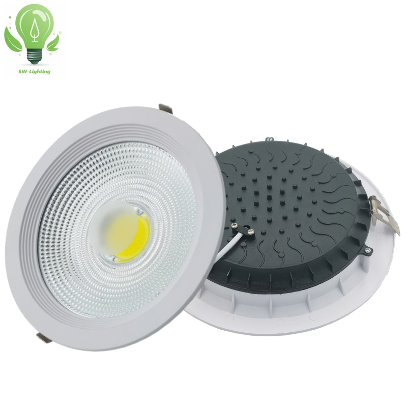 7W 10W 15W 20W 30W Indoor Recessed COB Downlight Round Ceiling Lamp Aluminum Plastic Ceiling Light Golden Embeded Panel Light Office LED Down Light with CE RoHS