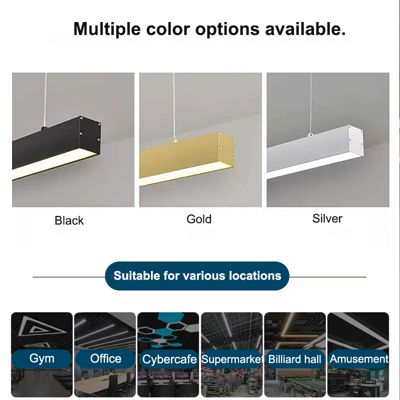 Custom Creative Chandelier Billiard Ambiance Seamless Connectable Industrial Modern Dimmable Office LED Linear Work Light