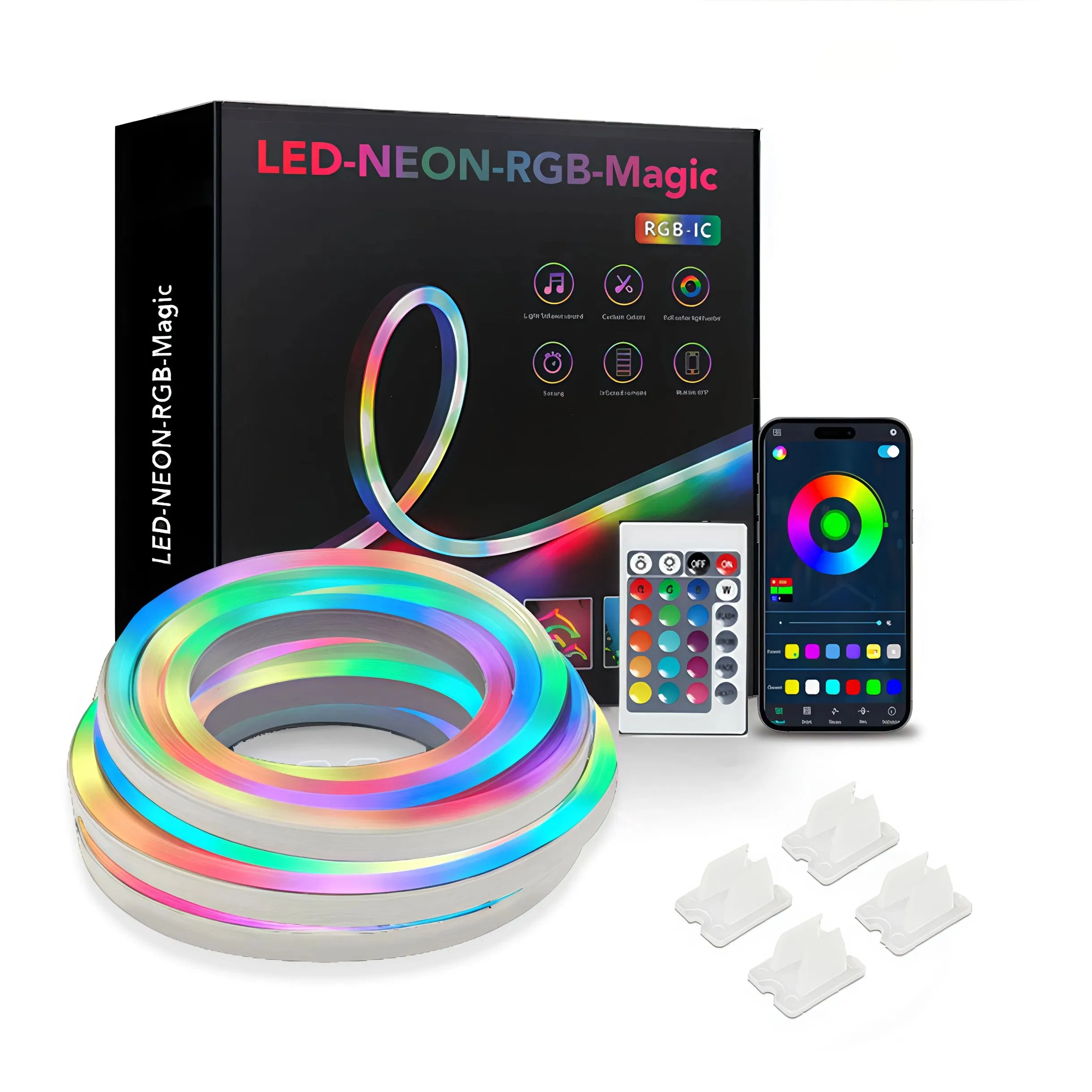 360° Twisting LED Neon Flex 5V USB RGB IC Strip Light APP Remote Control for Christmas Room Decoration