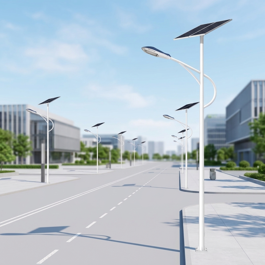3m-12m Integrated Solar Street Light Outdoor LED Solar Road Lamp With Galvanized Pole