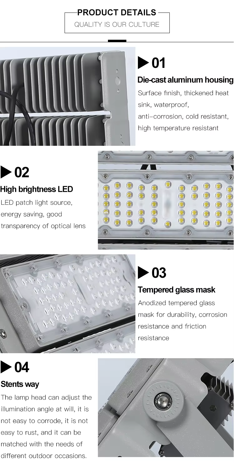 4 Modules 200W LED Floodlight DC24V IP66 Waterproof Outdoor Led Flood Light for Tunnel Light Parking