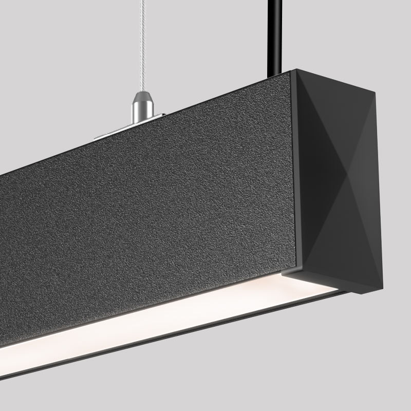 Modern Black White Linear LED Hanging Lamp Aluminum Body For Office Corridor Shopping Mall Supermarket Lighting Project