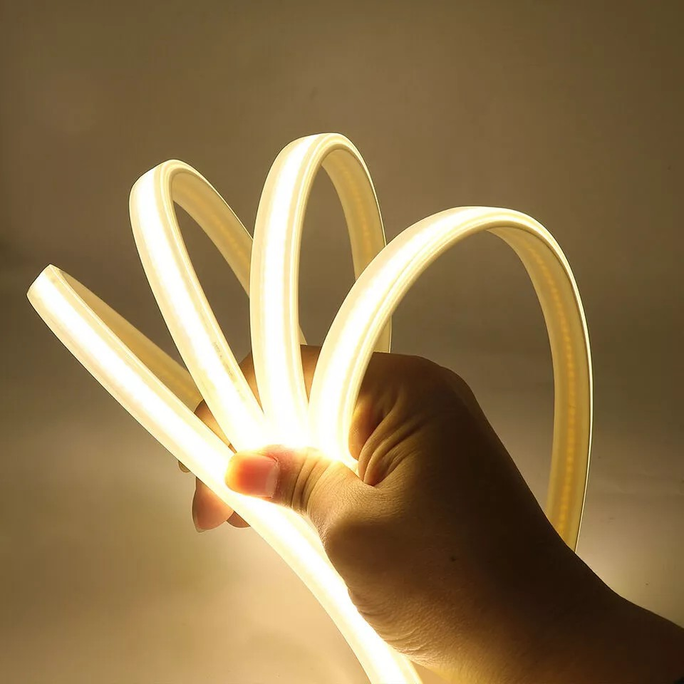 220V Outdoor 288LEDs/M LED COB Strip Light IP65 Waterproof High Flexible Safety LED-Light for Permanent Neon Decoration Light LED Ribbon Strip Light