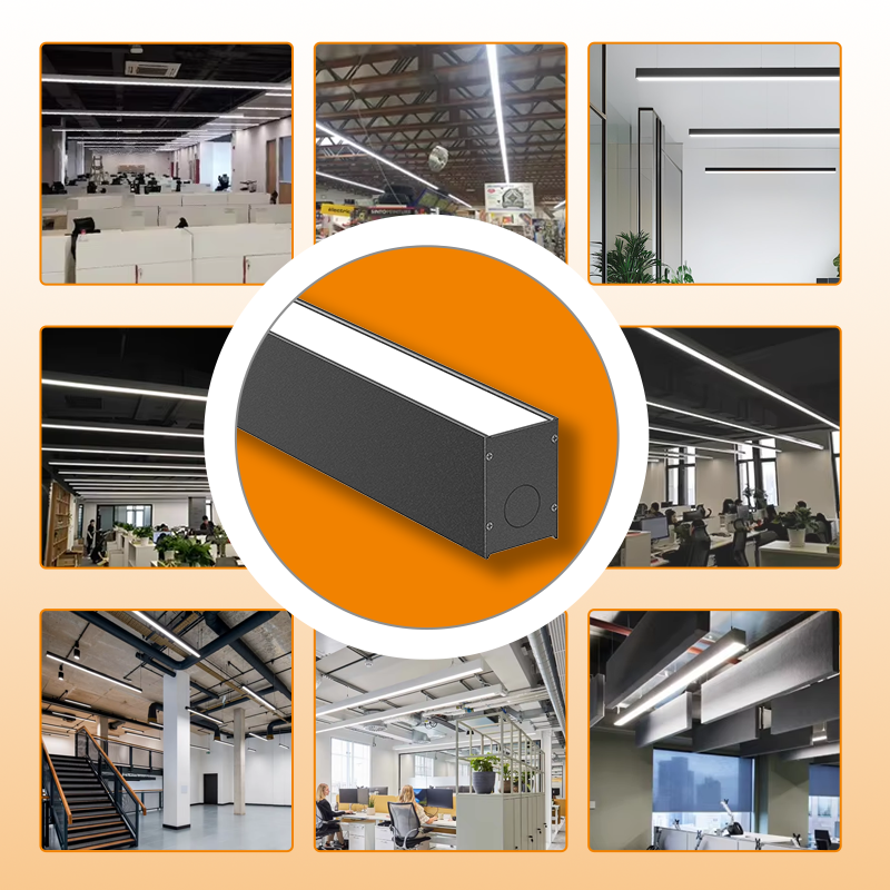 Continuous LED Linear Light Suspension Fixture For Office Corridor Retail Shop Commercial And Architectural Lighting