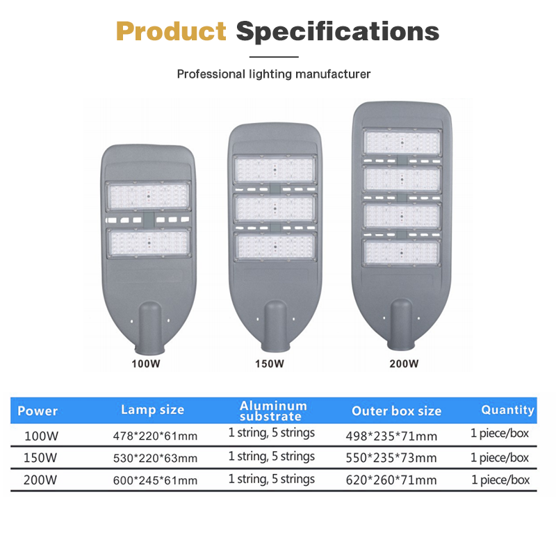 Angle Adjustable Led Street Light Outdoor Waterproof Warranty Classic 100w 150w 200w Fancy Led Street Light