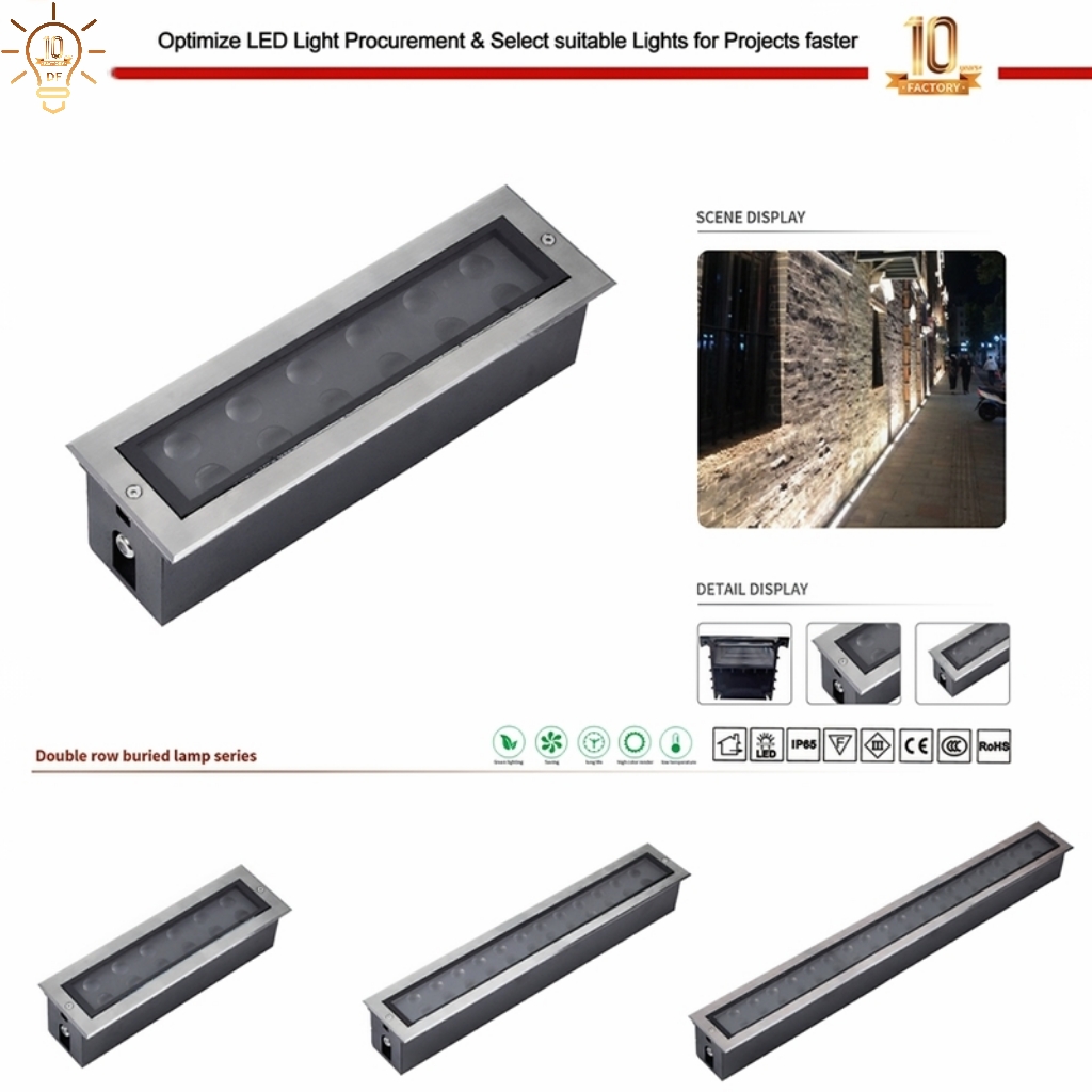 IP65 Aluminum Waterproof LED Wall Washer Light - Recessed Linear Floor Lamp for Outdoor Street &amp; Facade Contour Lighting