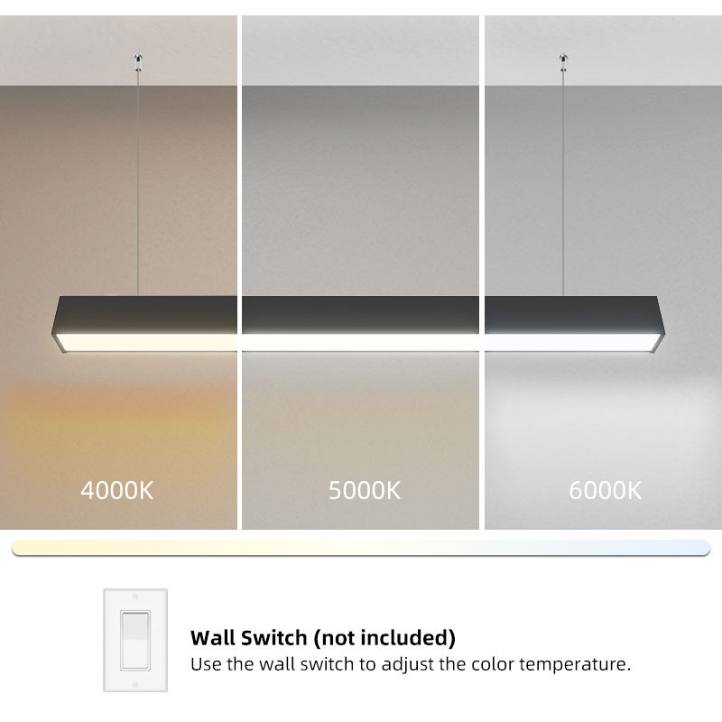 Modern Black White Linear LED Hanging Lamp Aluminum Body For Office Corridor Shopping Mall Supermarket Lighting Project