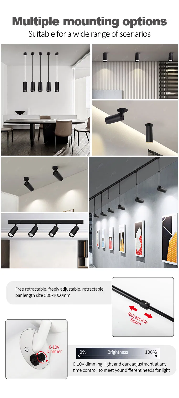 Surface Mounted Down Light Magnetic Rail Hanging Downlight Spotlight LED Track Light