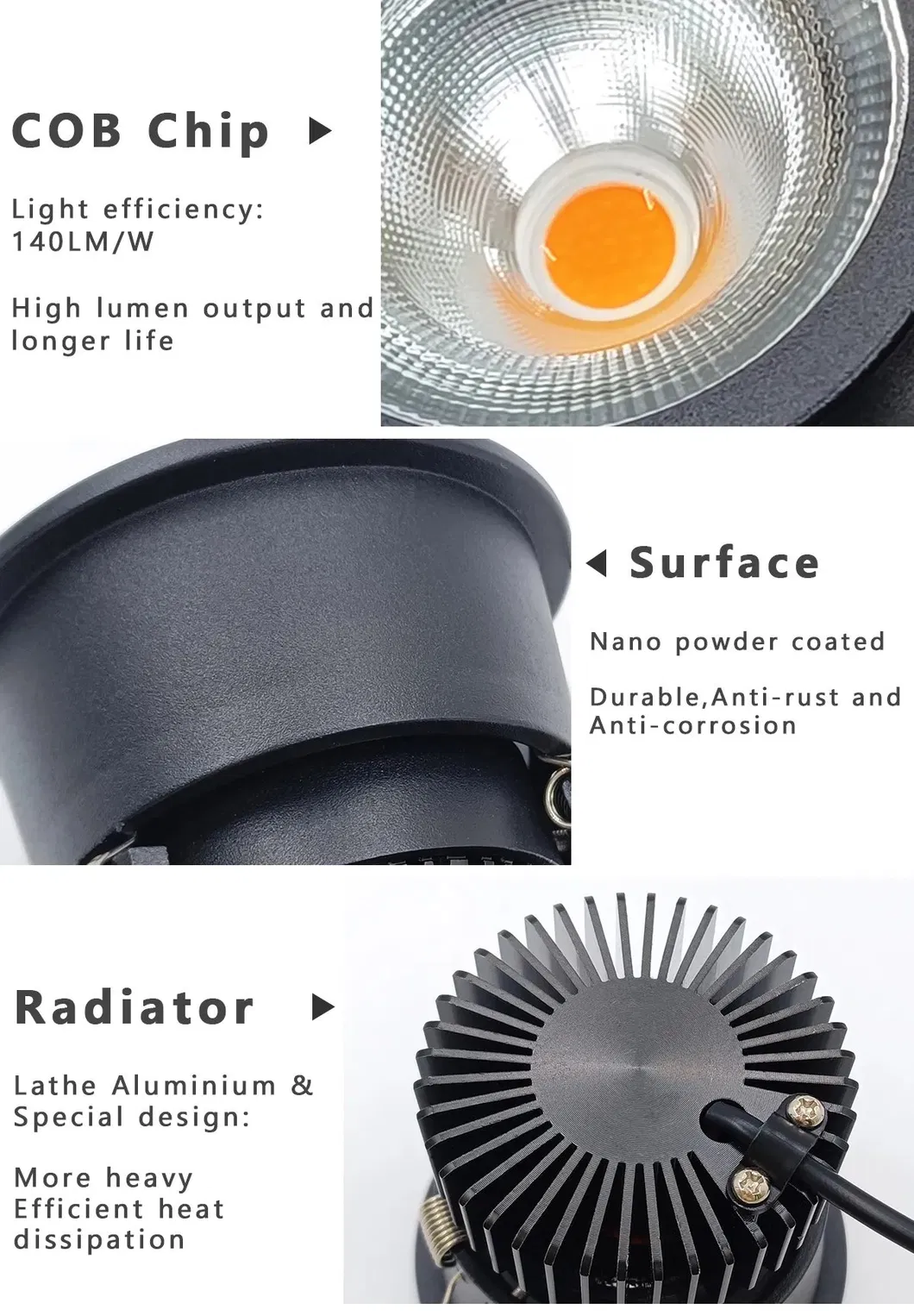 IP65 Waterproof Anti-Glare Adjustable 5W-35W LED Spotlight LED COB Downlight