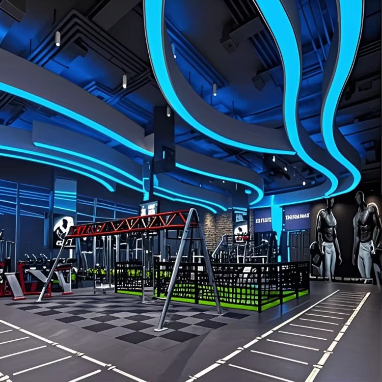Decorative Linear Light Suspension Rectangular Pendant Light Connectable RGB LED Hanging Lamp Iron 90 CRI 3000K-6000K For Gym