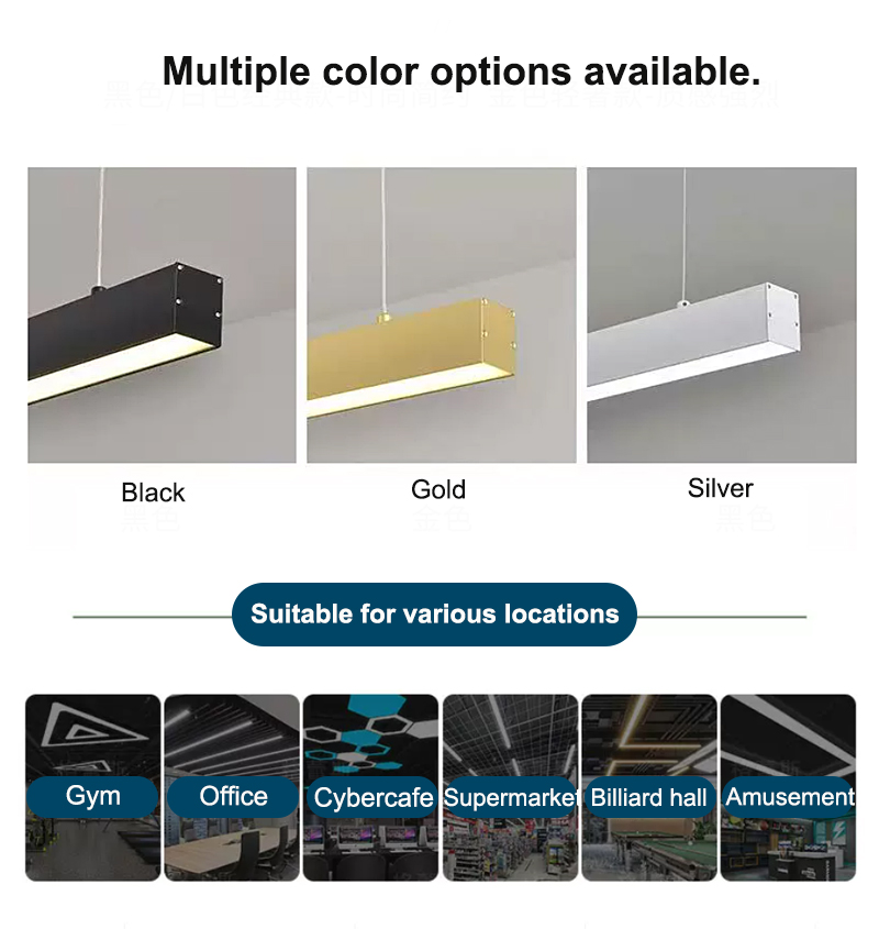 Custom Creative Chandelier Billiard Ambiance Seamless Connectable Industrial Modern Dimmable Office LED Linear Work Light