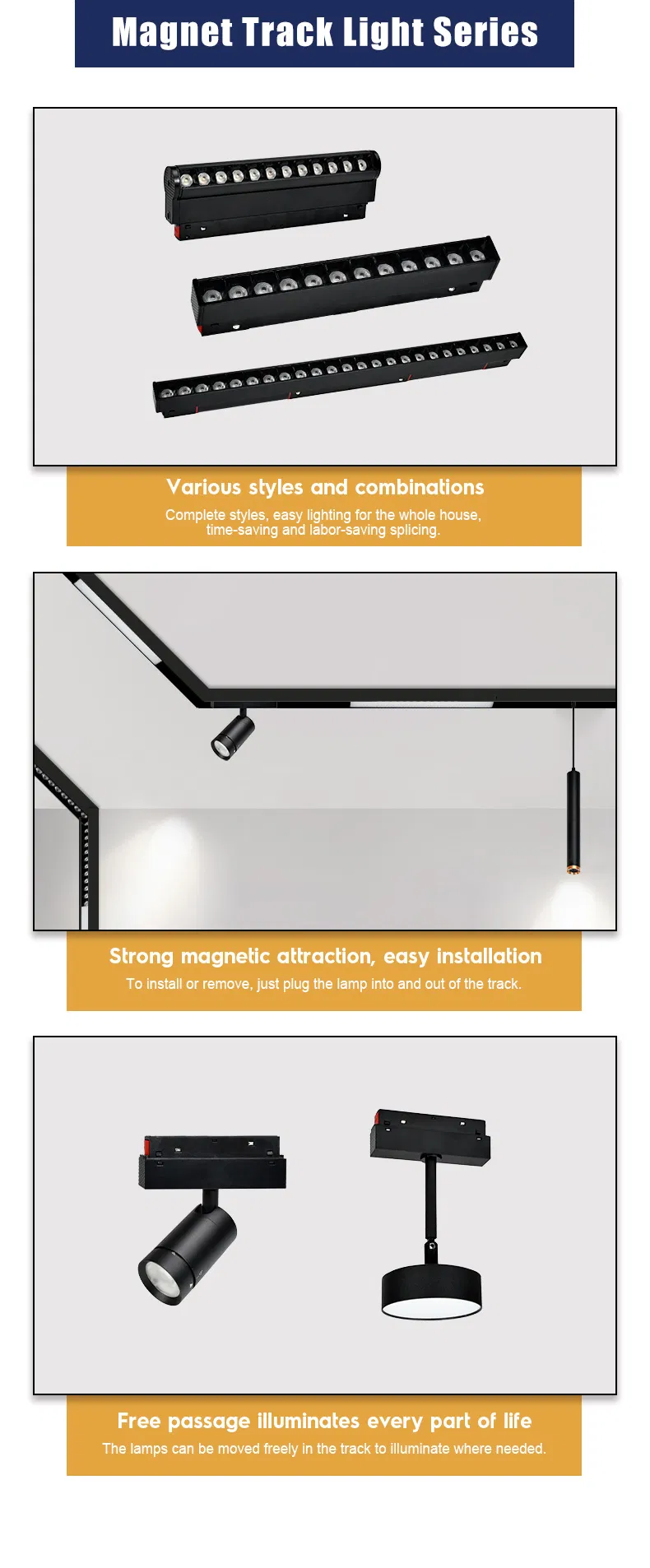 Adjustable 1/2/3m Magnetic LED Track Light - Aluminum Rail for Fabric Stretch Ceiling