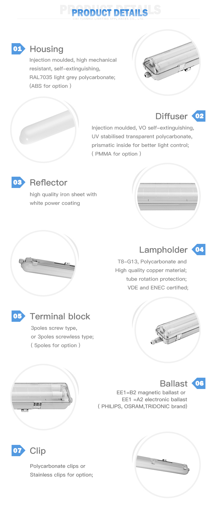 Led Tri Proof T8 Waterproof Fluorescent Light Fixtures Ip65