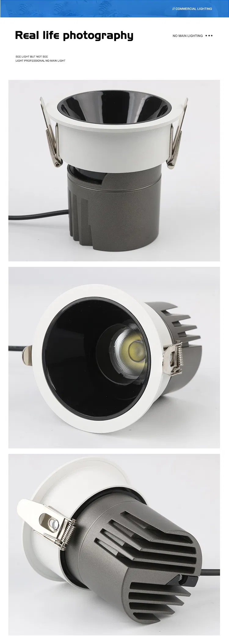 Recessed LED Downlight IP20 COB Spotlight 5W 10W 15W for Indoor Room