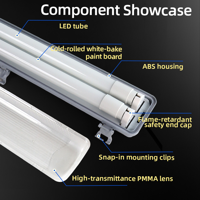 2ft 4ft 5ft LED Tri-proof IP54 Emergency Ceiling Light 120 Beam Angle 3/5 Year Warranty CRI 80 3000K-5700K for Industrial Wet