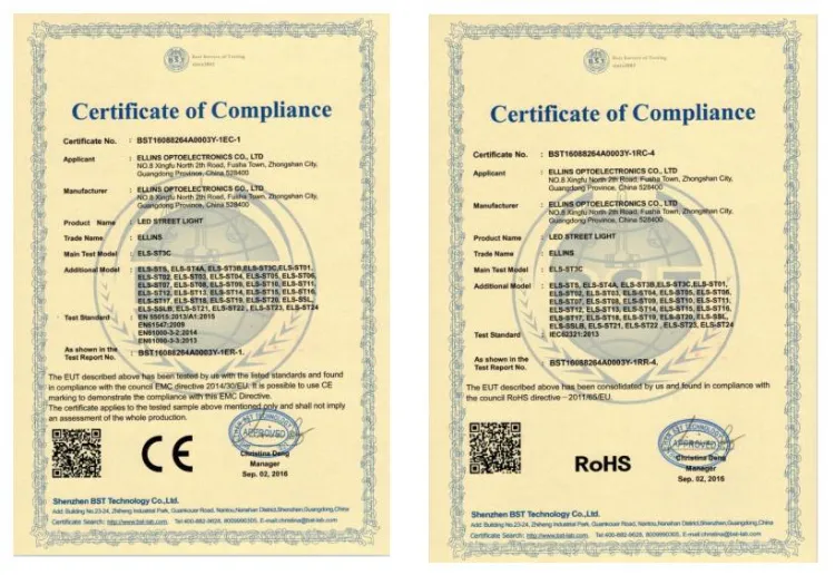 Certification CE EMC Compliance Document
