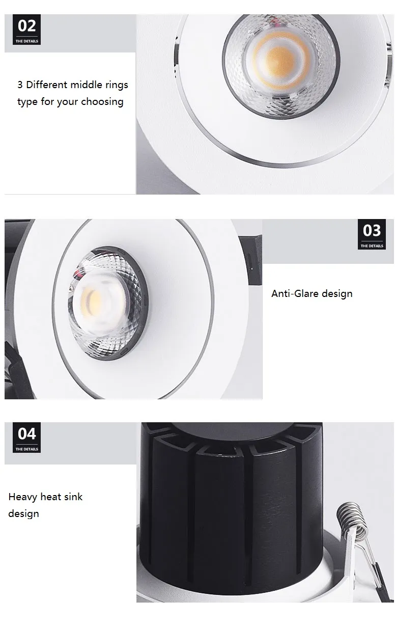 COB Recessed LED Spot Light Wide Beam Ceiling Lamp Downlight
