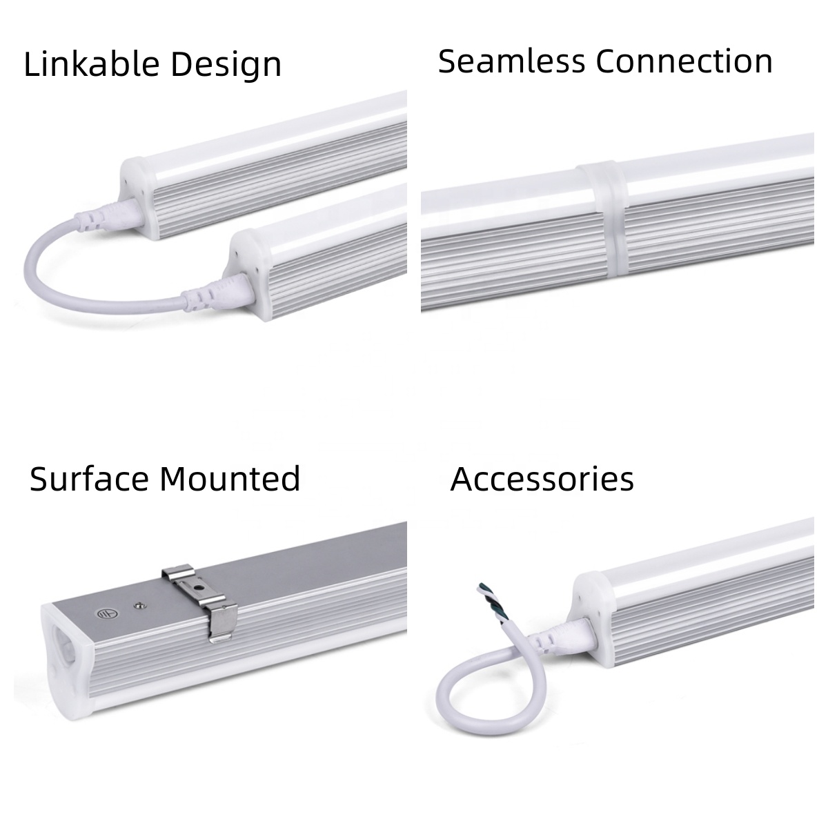 Surface Mounted Indoor Supermarket Aluminum 8 Foot 8ft Intergrated Fixture 4 Feet 4ft Linkable Linear Led T8 Shop Tube Lights