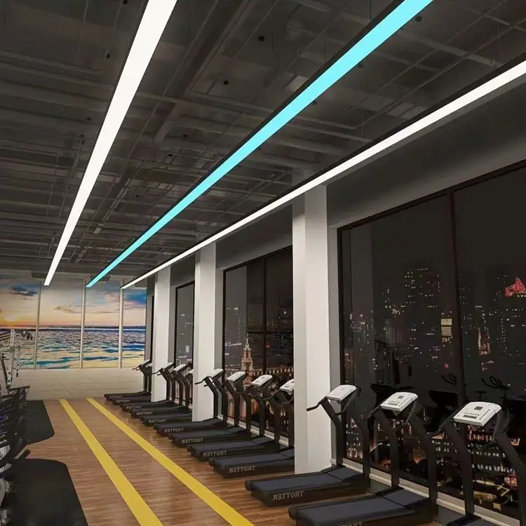 HanYin Commercial 3000k-6500k Aluminum Led Linear Light Dimming Rectangles Pendant Lights for Supermarket Office