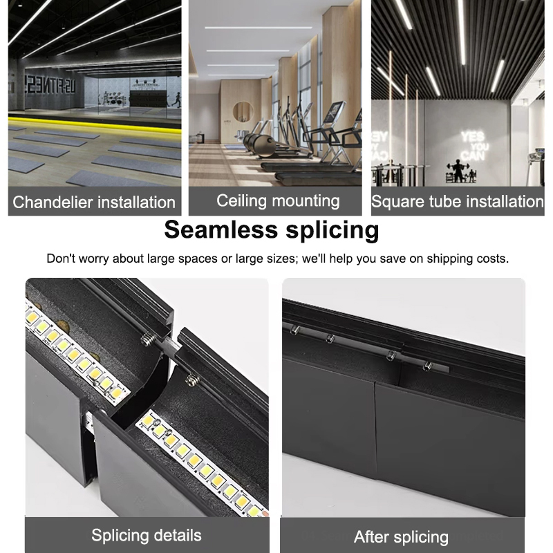 Custom Creative Chandelier Billiard Ambiance Seamless Connectable Industrial Modern Dimmable Office LED Linear Work Light