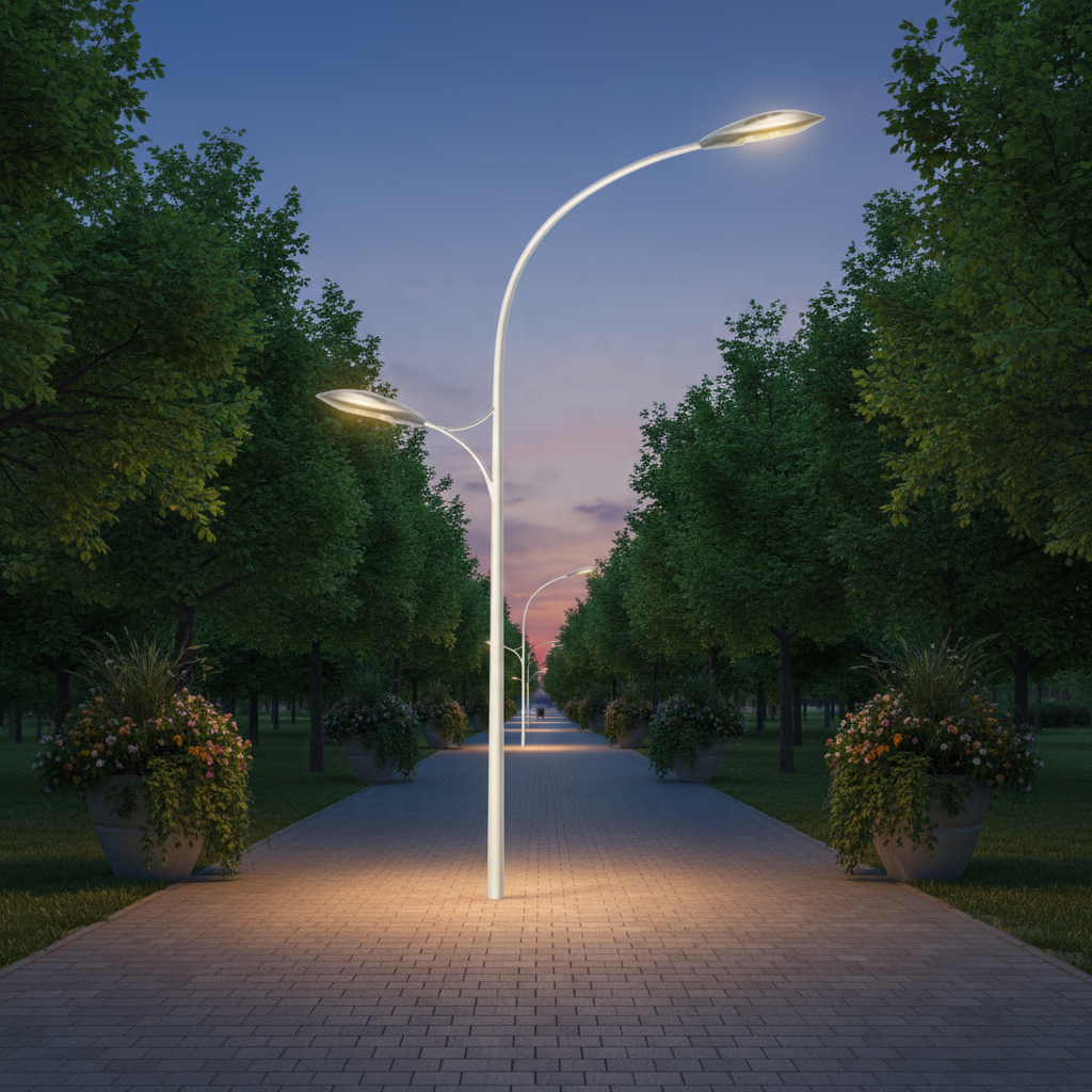 30W-200W IP66 AC/DC LED Street Light Aluminum Alloy Pole Ra70 CRI 3000-5000K Color Temp 4500-15000LM 50000 Hours 3-Year Warranty