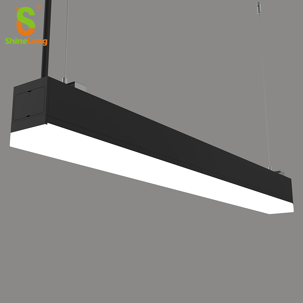 Black LED Linear Light 180 Degree Large Fit for Shipping Mall Office Building Luminous Angle Seamless Connection Split Structure