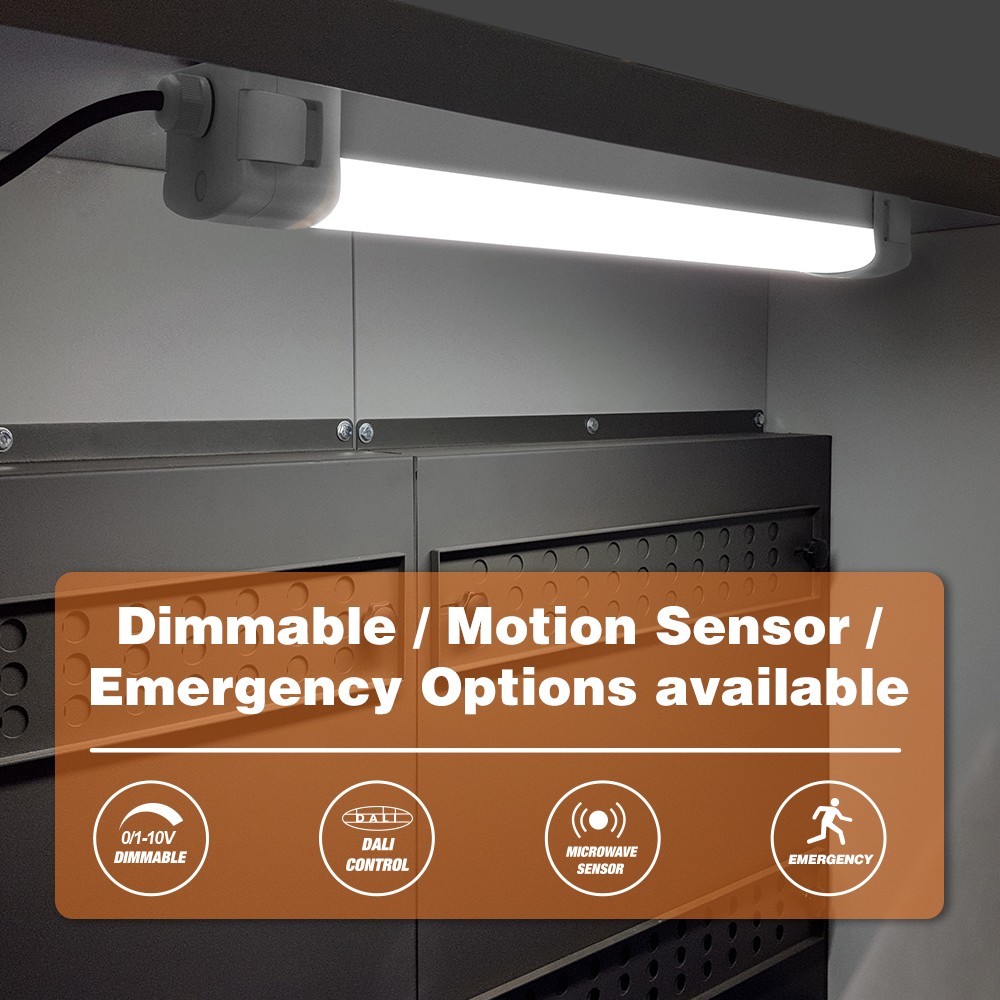 IP65 Weatherproof Tri-Proof LED Light Fixture Vapor Tight for Indoor Industrial Warehouse Parking Lot Lighting