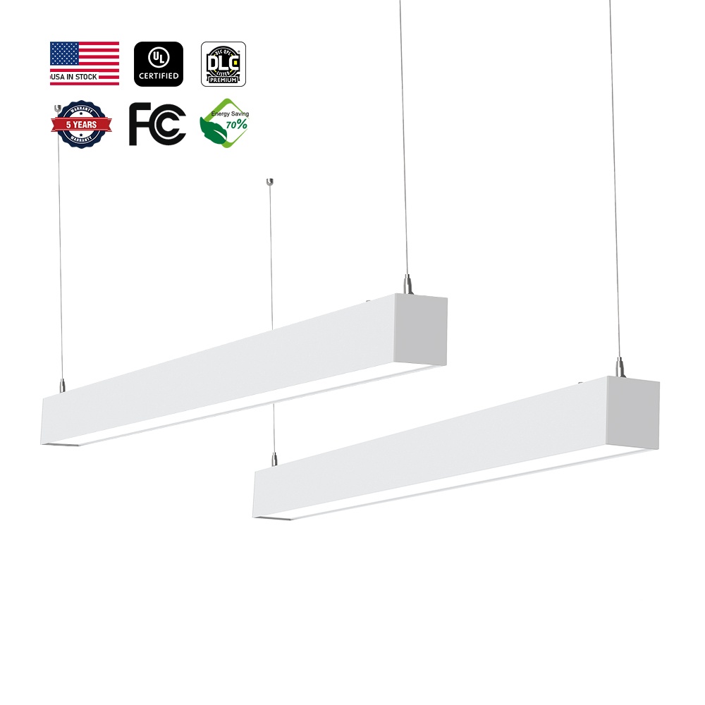 Factory Direct UL/DLC 3CCT 4FT 8FT Suspended Strip Tube Light Linkable Lamp Pendant Led Batten Linear Light For Shopping Mall