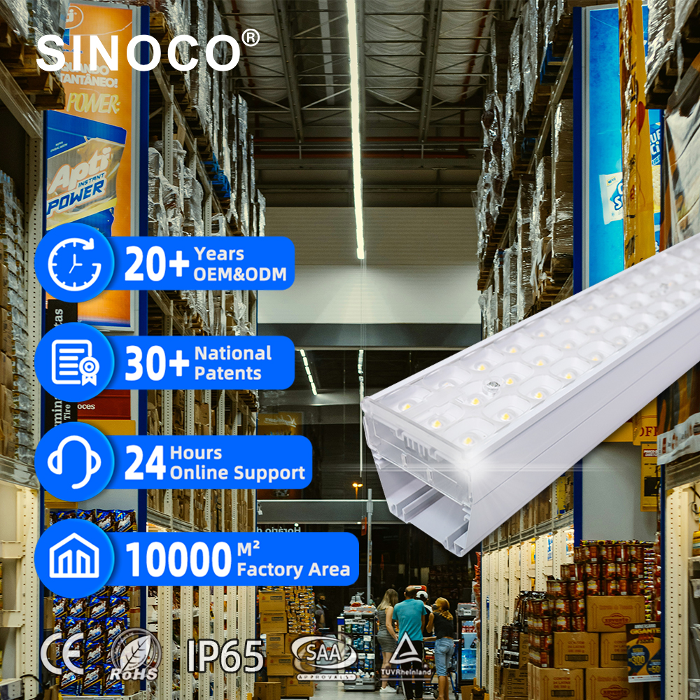 High Quality 5-Year Modular Suspended LED Recessed Linear Lights IP20 Aluminum Body 1200mm Indoor Office Supermarket Lighting